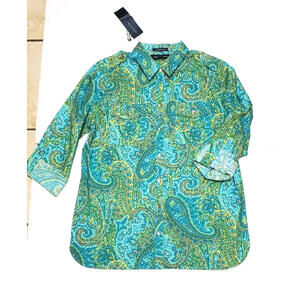 Jones New York Top Womens Signature Paisley Fall Festival Cottage Boho 70s NEW